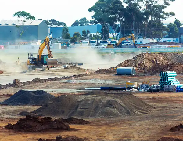 Road construction site in Australia