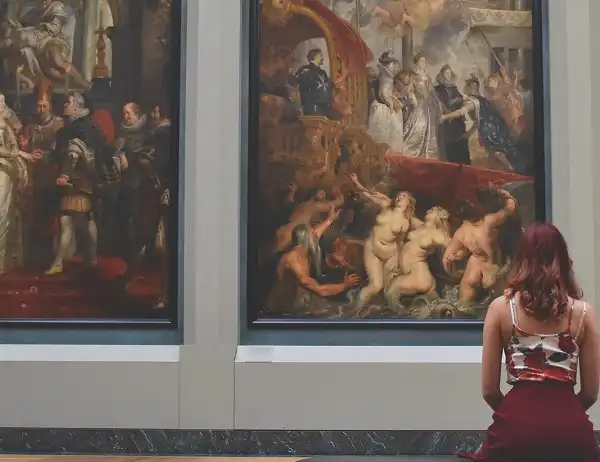 Woman in art museum